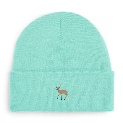 Hirsch-Beanie in Schokoladenbraun mit gesticktem Hirsch-Motiv