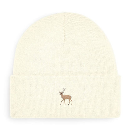 Hirsch-Beanie in Altrosa mit gesticktem Hirsch-Motiv