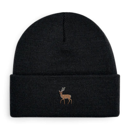Hirsch-Beanie in Hellgrau mit gesticktem Hirsch-Motiv