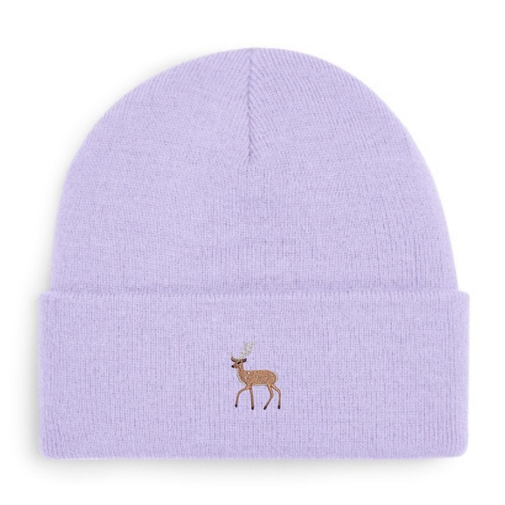Hirsch-Beanie in Mintgrün mit gesticktem Hirsch-Motiv