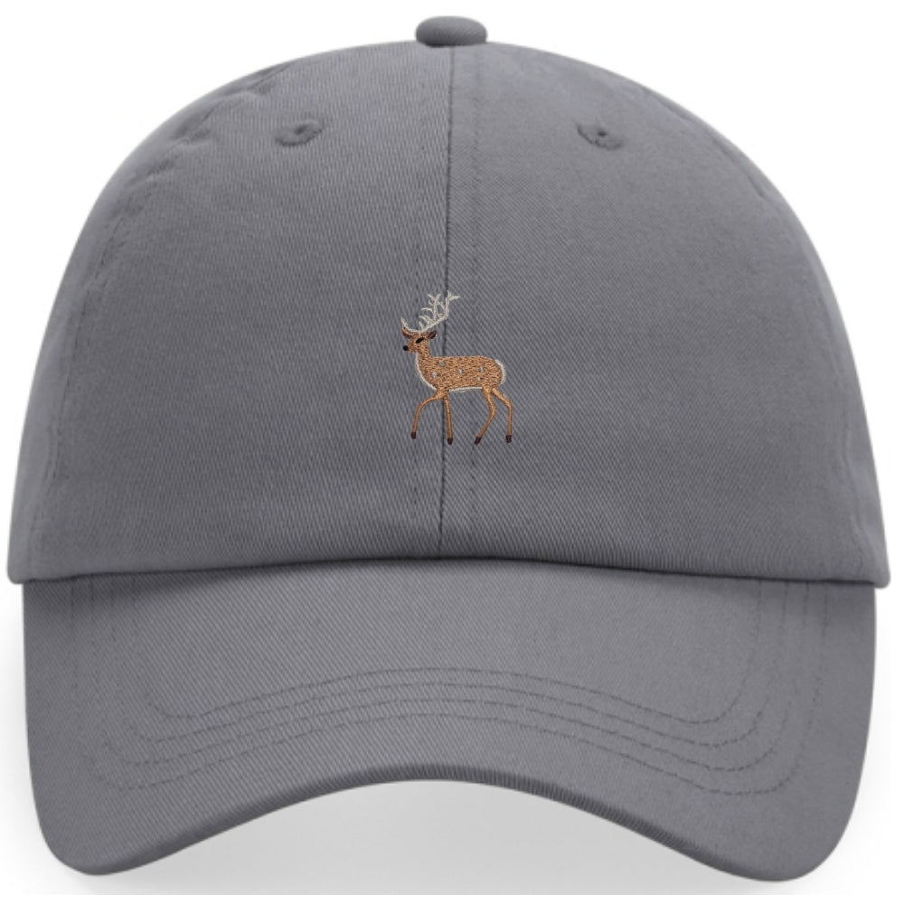 Schwarze Hirsch-Cap aus Bio-Baumwolle mit gesticktem Hirsch-Motiv