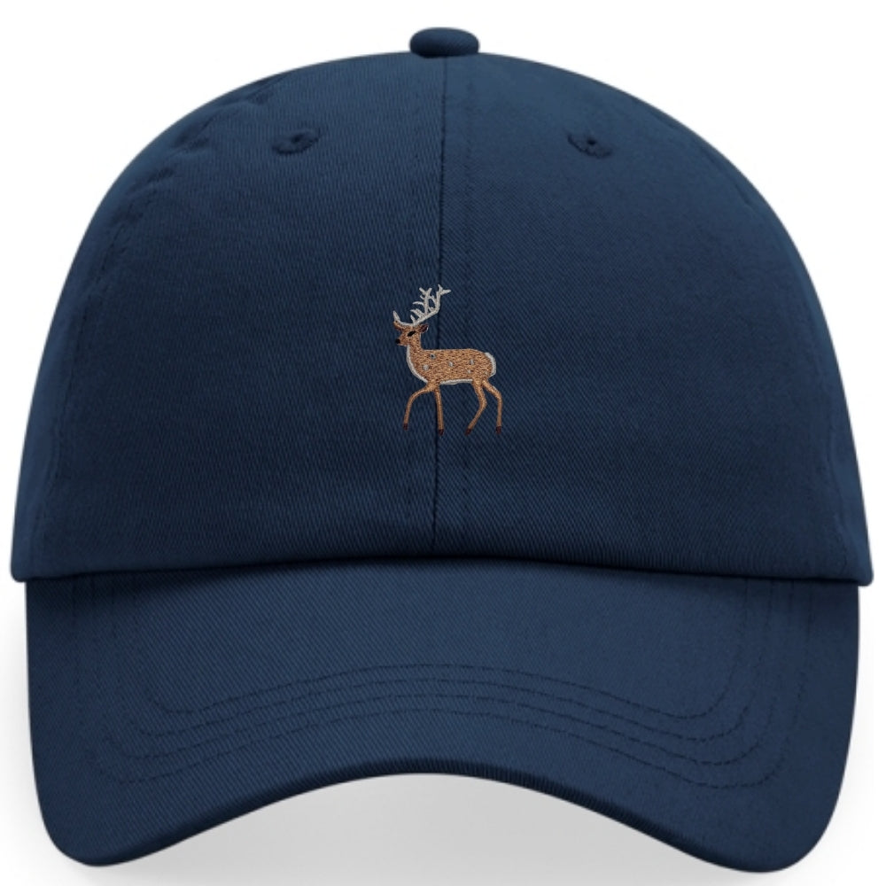 Hirsch-Cap aus Bio-Baumwolle in Sandbeige mit gesticktem Hirsch-Motiv