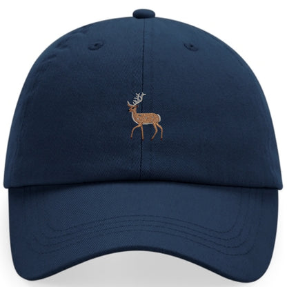 Hirsch-Cap aus Bio-Baumwolle in Sandbeige mit gesticktem Hirsch-Motiv
