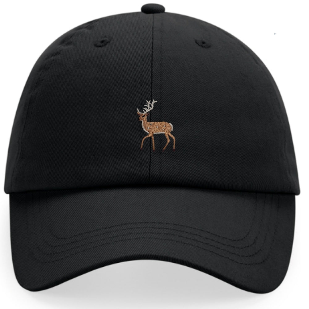 Hirsch-Cap aus Bio-Baumwolle in Natur mit gesticktem Hirsch-Motiv