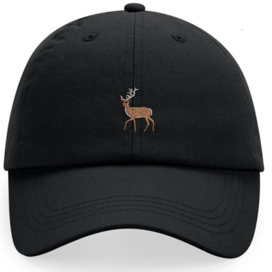 Hirsch-Cap aus Bio-Baumwolle in Natur mit gesticktem Hirsch-Motiv