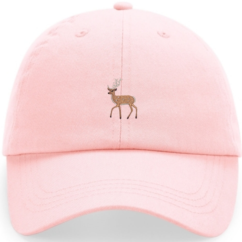 Weiße Hirsch-Cap aus Bio-Baumwolle mit gesticktem Hirsch-Motiv
