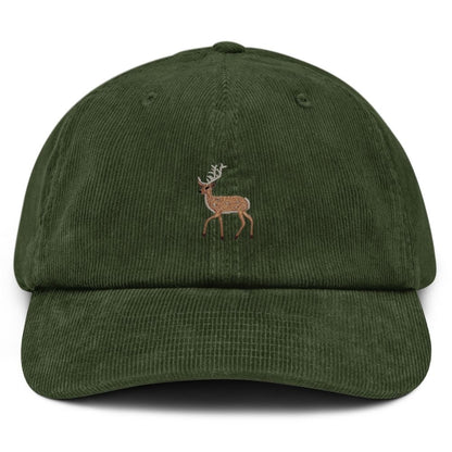 Hirsch Cord-Cap in Camel mit gesticktem Hirsch-Motiv