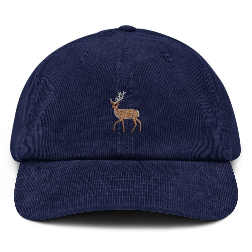 Hirsch Cord-Cap in Olivgrün mit gesticktem Hirsch-Motiv