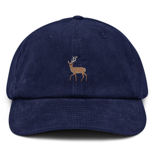 Hirsch Cord-Cap in Olivgrün mit gesticktem Hirsch-Motiv