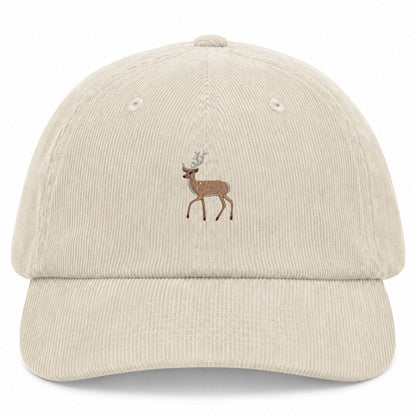 Hirsch Cord-Cap in Stone mit gesticktem Hirsch-Motiv