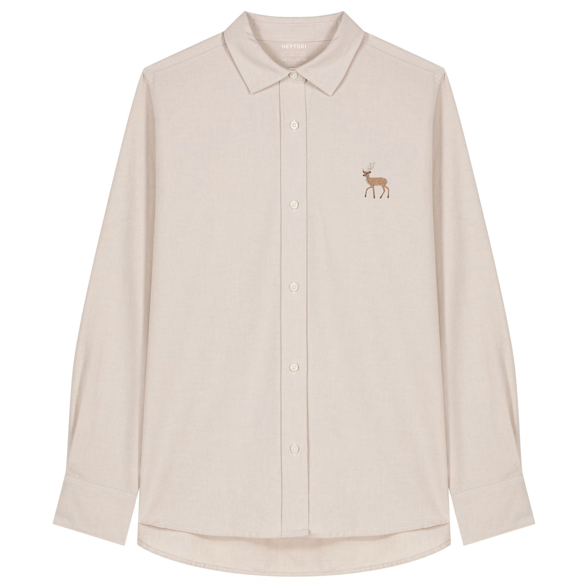 Hirsch Damen Oxfordhemd aus Bio-Baumwolle in Ivory mit gesticktem Eckhard, Vorderansicht