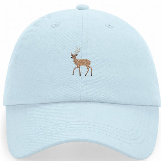 Hirsch Pastell-Cap in Pastellblau mit gesticktem Hirsch-Motiv