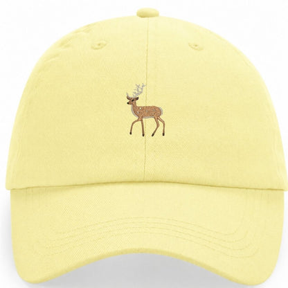 Hirsch Pastell-Cap in Pastellgelb mit gesticktem Hirsch-Motiv