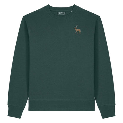 Hirsch Unisex-Sweater in Glazed Green aus Bio-Baumwolle mit Eckhard-Stickerei