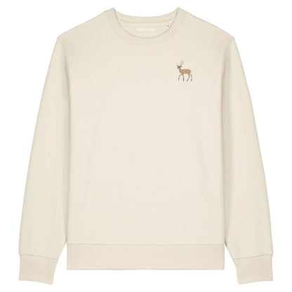 Hirsch Unisex-Sweater in Natural Raw aus Bio-Baumwolle mit Eckhard-Stickerei