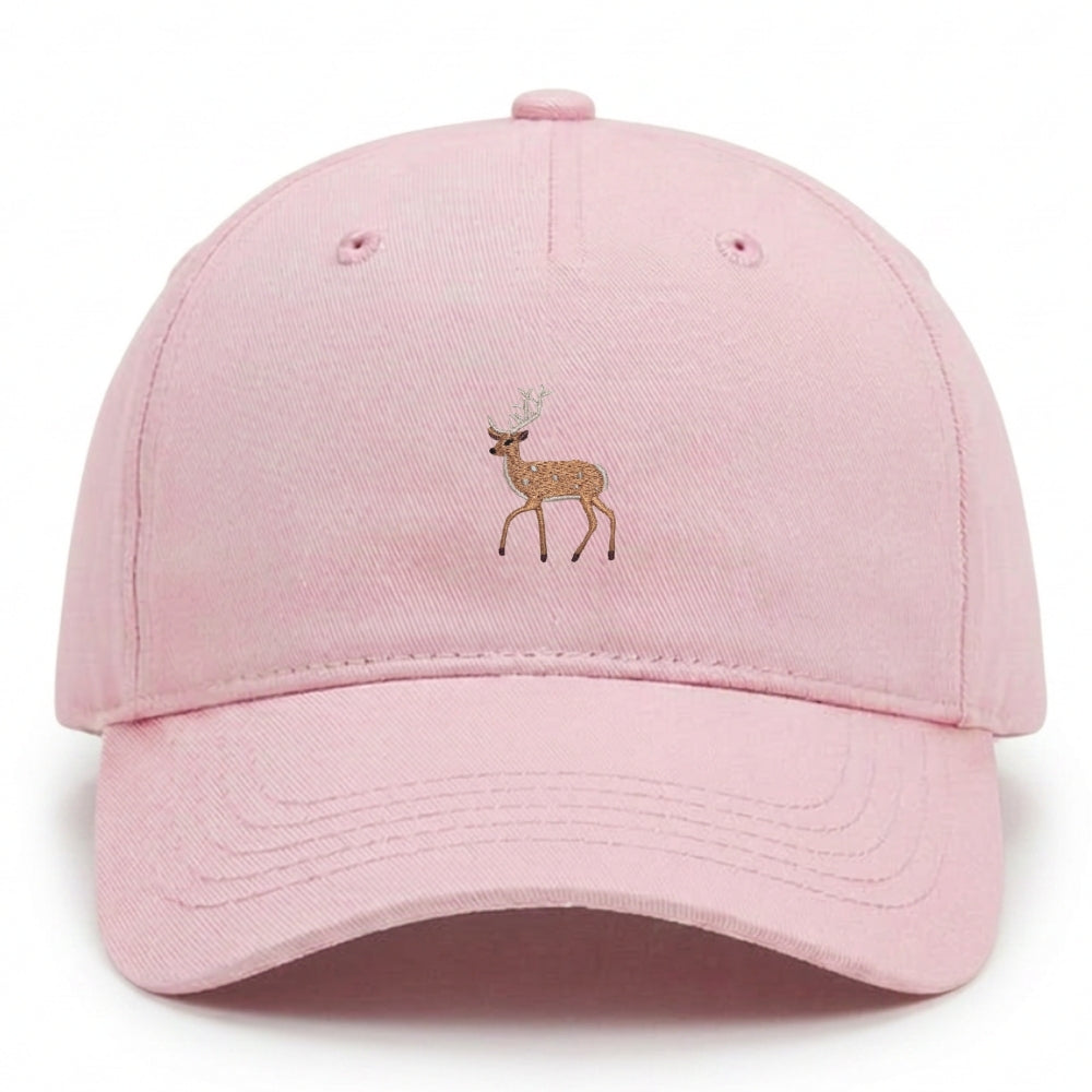 Kids Hirsch Cap aus Bio-Baumwolle in Powder Pink mit gesticktem Eckhard, Vorderansicht