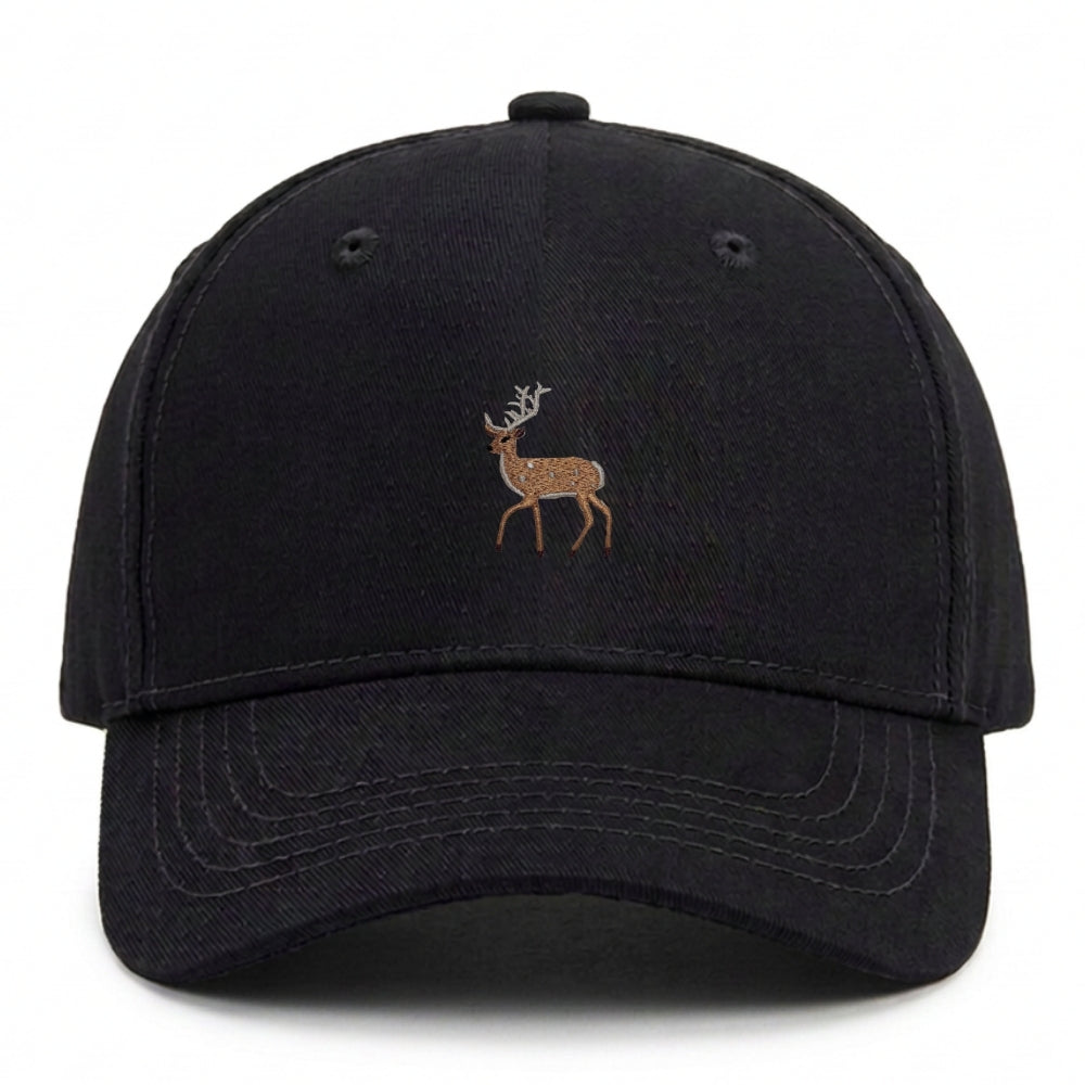 Kids Hirsch Cap aus Bio-Baumwolle in Schwarz mit gesticktem Eckhard, Vorderansicht