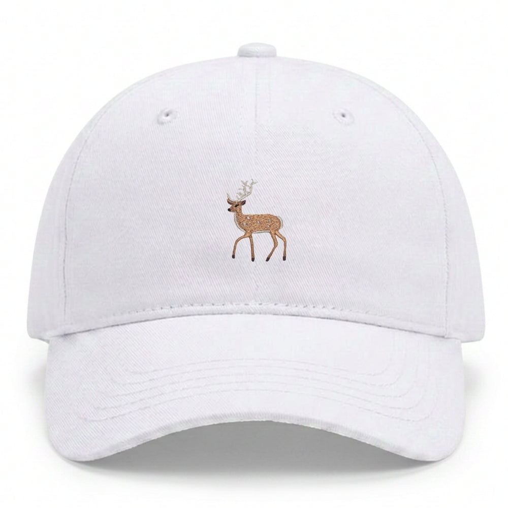 Kids Hirsch Cap aus Bio-Baumwolle in Weiss mit gesticktem Eckhard, Vorderansicht
