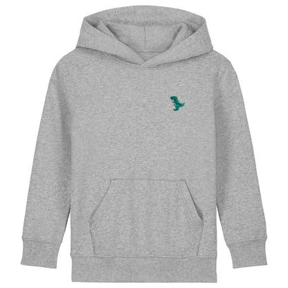 T-Rex Kids Hoodie aus Bio-Baumwolle in Hellgrau Meliert von Heytoki