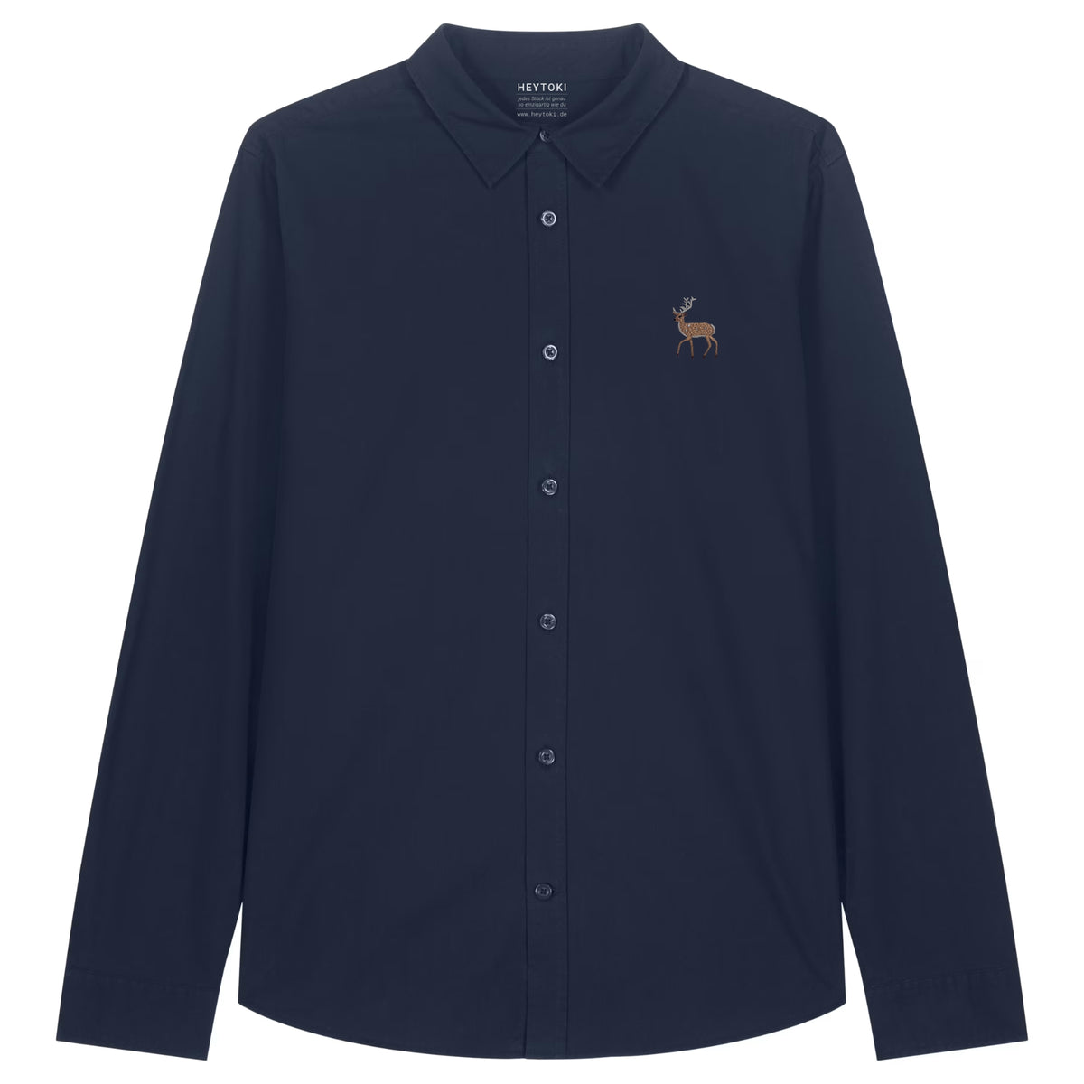 Leichtes Hirsch Damen Baumwoll-Hemd in French Navy mit gesticktem Eckhard, Vorderansicht