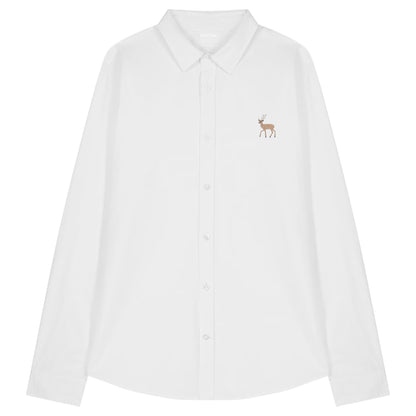 Leichtes Hirsch Damen Baumwoll-Hemd in White mit gesticktem Eckhard, Vorderansicht