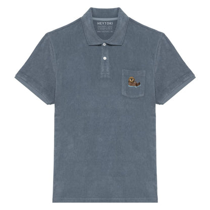 Otter Frottee Polo-Shirt für Herren in Anthracite aus Bio-Baumwolle mit gesticktem Otter Toki