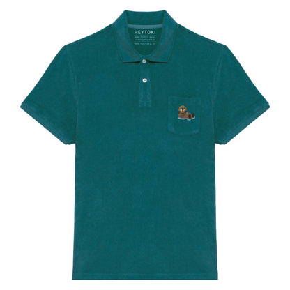 Otter Frottee Polo-Shirt für Herren in Forest aus Bio-Baumwolle mit gesticktem Otter auf der Brusttasche
