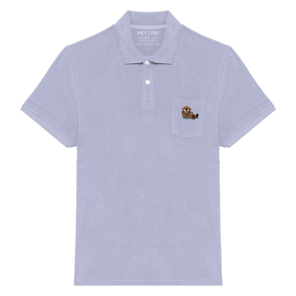 Otter Frottee Polo-Shirt für Herren in Lavender aus Bio-Baumwolle mit hochwertiger Otter Stickerei
