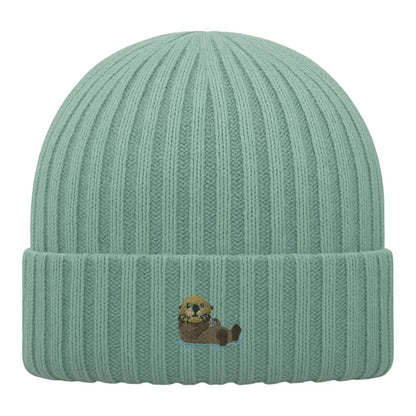 Kids Otter Beanie aus Bio-Baumwolle in Salbeigrün von Heytoki