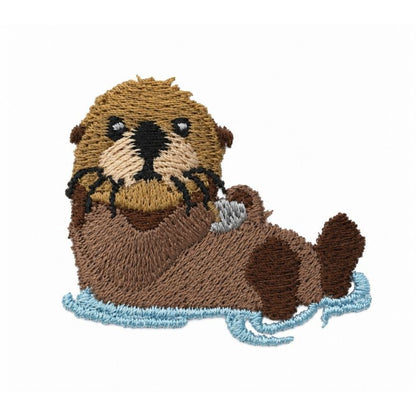 Gesticktes Ottermotiv auf nachhaltiger Kleidung