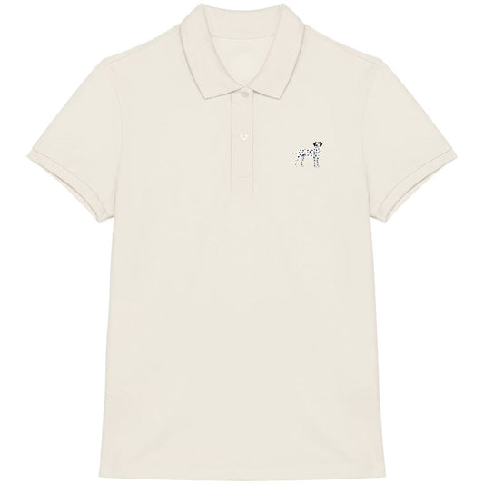 Dalmatiner Damen Poloshirt in Elfenbein aus Bio Baumwolle mit gesticktem Dalmatiner Motiv