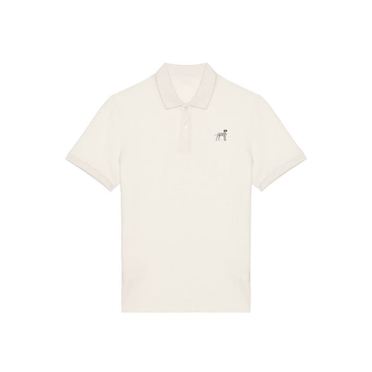 Dalmatiner Herren Poloshirt in Elfenbein aus Bio Baumwolle mit gesticktem Dalmatiner Motiv