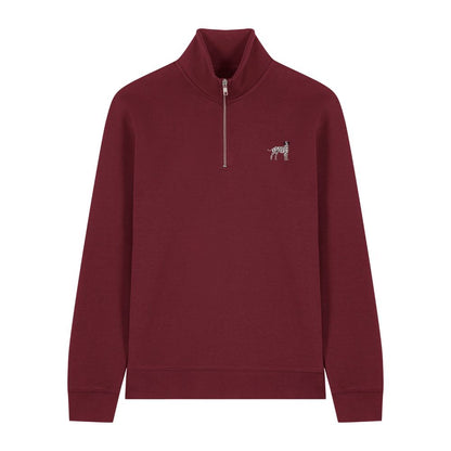 Dalmatiner Quarter Zip Hoodie aus Bio-Baumwolle in Dunkelrot von Heytoki