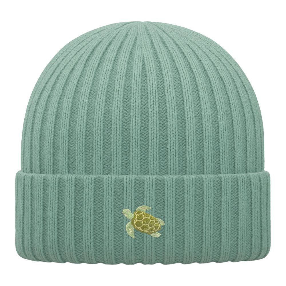 Kinder Mütze Bio-Baumwolle mit Schildkröten Stick Dusty Green