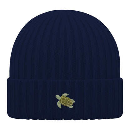 Kids Schildkröte Beanie aus Bio-Baumwolle in Dunkelblau von Heytoki