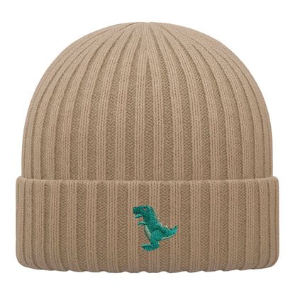 Kids T-Rex Beanie aus Bio-Baumwolle in Biskuit von Heytoki