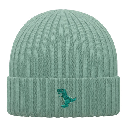 Kids T-Rex Beanie aus Bio-Baumwolle in Salbeigrün von Heytoki