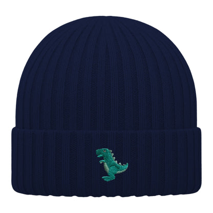 Kids T-Rex Beanie aus Bio-Baumwolle in Dunkelblau von Heytoki