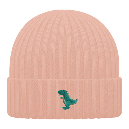 Kids T-Rex Beanie aus Bio-Baumwolle in Pfirsich von Heytoki