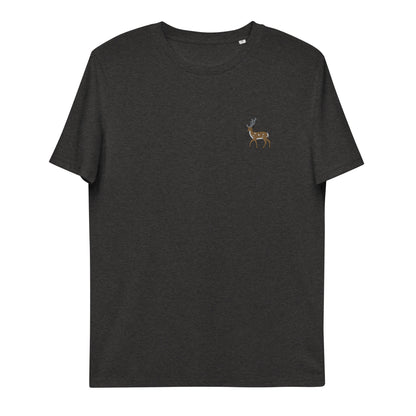 Hirsch T-Shirt aus Bio Baumwolle in Dunkelgrau Meliert von Heytoki
